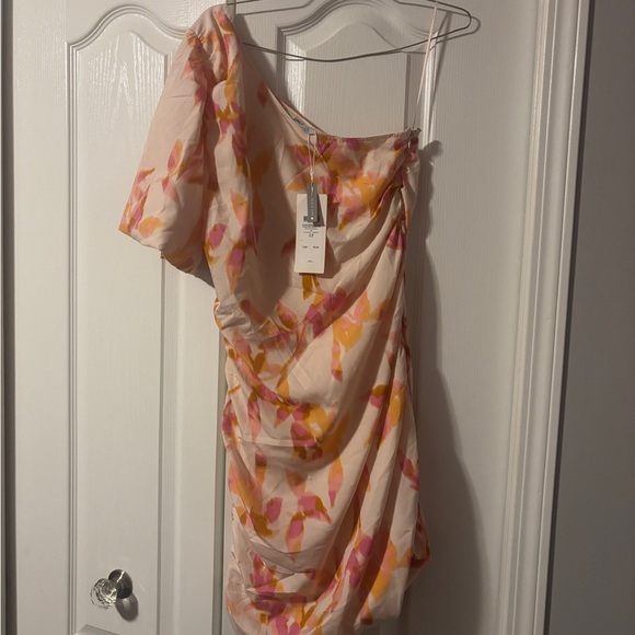 NWT Only Onleleanor Life One Shoulder Dress Silver Peony Design - Picture 2 of 7